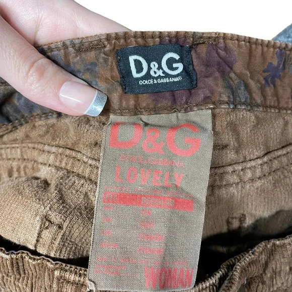 Dolce & Gabbana Lovely Corduroy‎ Brown Straight Y2K Pants Size 40 / 26 - Picture 9 of 11
